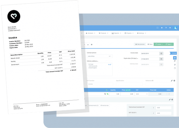 Page de conception des documents de facturation